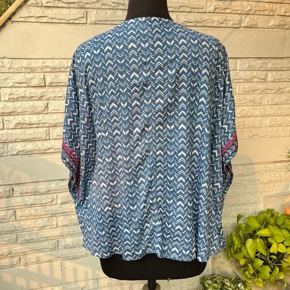 Blue Aztec Kimono Top - Picture 5 of 6